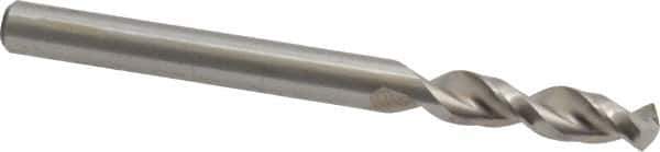 Accupro - #7 130° Parabolic Flute Cobalt Screw Machine Drill Bit - Bright Finish, Right Hand Cut, 1.024" Flute Length, 2.441" OAL, Split Point, Straight Shank - Apex Tool & Supply