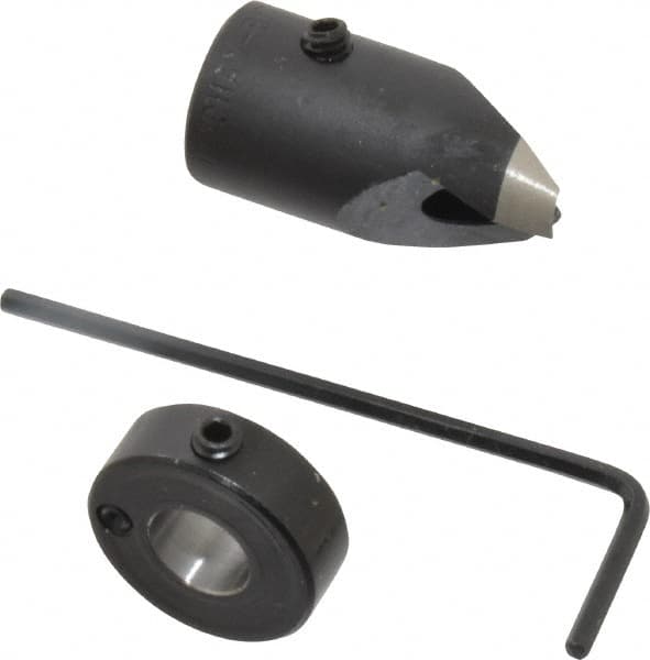 Vernon - 1/2" Cutter Diam, Letter I Drill Compatibility, 1/4" Collar Thickness, Adjustable Depth Drill Countersink - Apex Tool & Supply