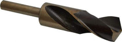 Interstate - 1-3/16" Drill, 118° Point, Cobalt Silver Deming & Reduced Shank Drill Bit - Bright Finish, 6" OAL, Straight Shank, 3" Flute Length, Right Hand Cut, Standard Point, Spiral Flute, Regular Spiral - Apex Tool & Supply