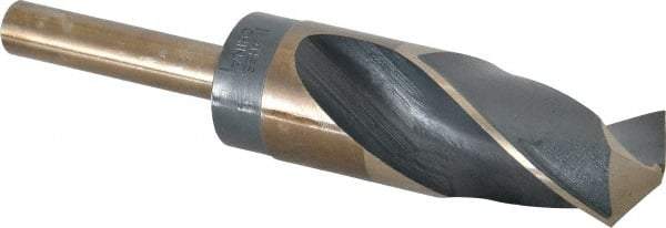 Interstate - 1-1/4" Drill, 118° Point, Cobalt Silver Deming & Reduced Shank Drill Bit - Bright Finish, 6" OAL, Straight Shank, 3" Flute Length, Right Hand Cut, Standard Point, Spiral Flute, Regular Spiral - Apex Tool & Supply