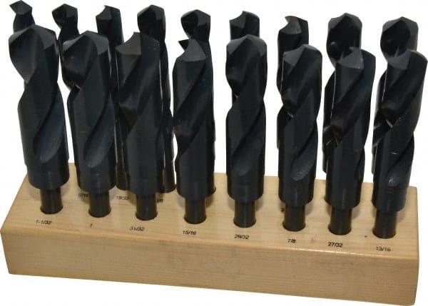 Interstate - 17/32 to 1-1/32", 118° Point, Oxide Finish, High Speed Steel Reduced Shank Drill Bit Set - Apex Tool & Supply