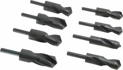 Interstate - 1-1/16 to 1-1/2", 118° Point, Oxide Finish, High Speed Steel Reduced Shank Drill Bit Set - Apex Tool & Supply
