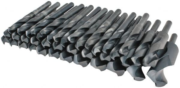 Interstate - 33/64 to 1-1/2", 118° Point, Oxide Finish, High Speed Steel Reduced Shank Drill Bit Set - Apex Tool & Supply