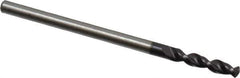 Accupro - 0.0827" 130° Parabolic Flute Cobalt Screw Machine Drill Bit - TiAlN Finish, Right Hand Cut, 0.472" Flute Length, 1.496" OAL, Split Point, Straight Shank - Apex Tool & Supply