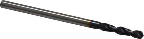 Accupro - 0.0906" 130° Parabolic Flute Cobalt Screw Machine Drill Bit - TiAlN Finish, Right Hand Cut, 0.512" Flute Length, 1.575" OAL, Split Point, Straight Shank - Apex Tool & Supply