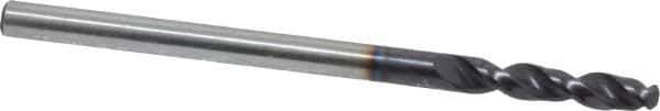 Accupro - #36 130° Parabolic Flute Cobalt Screw Machine Drill Bit - TiAlN Finish, Right Hand Cut, 0.63" Flute Length, 1.811" OAL, Split Point, Straight Shank - Apex Tool & Supply