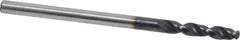 Accupro - #36 130° Parabolic Flute Cobalt Screw Machine Drill Bit - TiAlN Finish, Right Hand Cut, 0.63" Flute Length, 1.811" OAL, Split Point, Straight Shank - Apex Tool & Supply