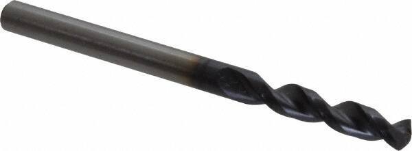 Accupro - #18 130° Parabolic Flute Cobalt Screw Machine Drill Bit - TiAlN Finish, Right Hand Cut, 0.945" Flute Length, 2.283" OAL, Split Point, Straight Shank - Apex Tool & Supply