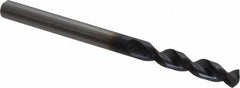 Accupro - #18 130° Parabolic Flute Cobalt Screw Machine Drill Bit - TiAlN Finish, Right Hand Cut, 0.945" Flute Length, 2.283" OAL, Split Point, Straight Shank - Apex Tool & Supply