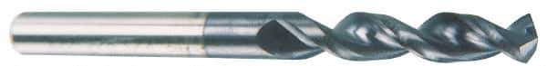Accupro - 0.3189" 130° Parabolic Flute Cobalt Screw Machine Drill Bit - TiAlN Finish, Right Hand Cut, 1.457" Flute Length, 3.11" OAL, Split Point, Straight Shank - Apex Tool & Supply