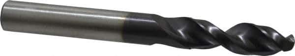 Accupro - 3/8" 130° Parabolic Flute Cobalt Screw Machine Drill Bit - TiAlN Finish, Right Hand Cut, 1.693" Flute Length, 3.504" OAL, Split Point, Straight Shank - Apex Tool & Supply