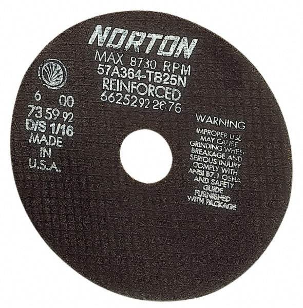 Norton - 20" 24 Grit Aluminum Oxide Cutoff Wheel - 5/32" Thick, 1" Arbor, 2,710 Max RPM, Use with Stationary Tools - Apex Tool & Supply