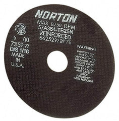 Norton - 20" 24 Grit Aluminum Oxide Cutoff Wheel - 5/32" Thick, 1" Arbor, 2,710 Max RPM, Use with Stationary Tools - Apex Tool & Supply