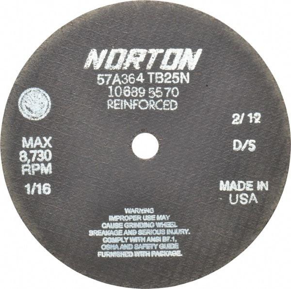 Norton - 7" 36 Grit Aluminum Oxide Cutoff Wheel - 1/16" Thick, 5/8" Arbor, 8,730 Max RPM, Use with Circular Saws - Apex Tool & Supply