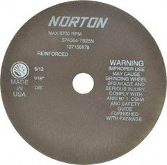 Norton - 7" 36 Grit Aluminum Oxide Cutoff Wheel - 1/16" Thick, 7/8" Arbor, 8,730 Max RPM, Use with Stationary Grinders - Apex Tool & Supply