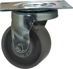 Fairbanks - 3" Diam x 1-1/4" Wide x 4" OAH Top Plate Mount Swivel Caster - Semi-Steel, 350 Lb Capacity, Roller Bearing, 3-1/8 x 4-1/8" Plate - Apex Tool & Supply