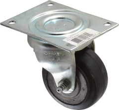 Fairbanks - 3" Diam x 1-3/8" Wide x 4" OAH Top Plate Mount Swivel Caster - Rubber, 170 Lb Capacity, Roller Bearing, 3-1/8 x 4-1/8" Plate - Apex Tool & Supply