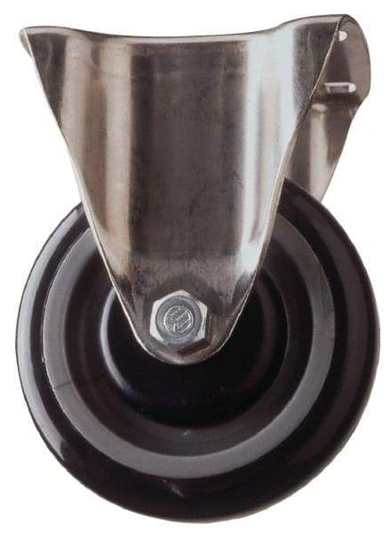 Fairbanks - 4" Diam x 1-1/2" Wide x 5-1/4" OAH Top Plate Mount Rigid Caster - Semi-Steel, 600 Lb Capacity, Roller Bearing, 3-1/4 x 6-1/4" Plate - Apex Tool & Supply