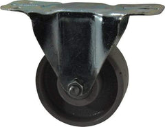 Fairbanks - 3" Diam x 1-1/4" Wide x 4" OAH Top Plate Mount Rigid Caster - Semi-Steel, 350 Lb Capacity, Roller Bearing, 2-1/4 x 5-1/8" Plate - Apex Tool & Supply