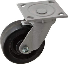 Fairbanks - 5" Diam x 2" Wide x 6-1/2" OAH Top Plate Mount Swivel Caster - Phenolic, 1,000 Lb Capacity, Roller Bearing, 4 x 4-1/2" Plate - Apex Tool & Supply