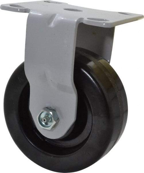Fairbanks - 5" Diam x 2" Wide x 6-1/2" OAH Top Plate Mount Rigid Caster - Phenolic, 1,000 Lb Capacity, Roller Bearing, 4 x 4-1/2" Plate - Apex Tool & Supply