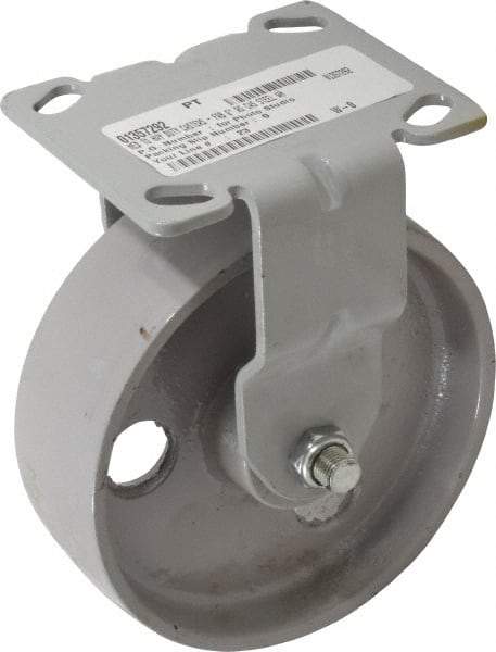 Fairbanks - 6" Diam x 2" Wide x 7-1/4" OAH Top Plate Mount Rigid Caster - Semi-Steel, 1,200 Lb Capacity, Roller Bearing, 4 x 4-1/2" Plate - Apex Tool & Supply