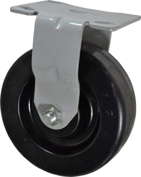 Fairbanks - 6" Diam x 2" Wide x 7-1/4" OAH Top Plate Mount Rigid Caster - Phenolic, 1,200 Lb Capacity, Roller Bearing, 4 x 4-1/2" Plate - Apex Tool & Supply