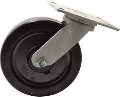 Fairbanks - 8" Diam x 2" Wide x 9-1/2" OAH Top Plate Mount Swivel Caster - Phenolic, 1,200 Lb Capacity, Roller Bearing, 4-1/2 x 6-1/4" Plate - Apex Tool & Supply