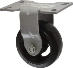 Fairbanks - 5" Diam x 2" Wide x 6-1/2" OAH Top Plate Mount Rigid Caster - Rubber, 350 Lb Capacity, Roller Bearing, 4-1/2 x 6-1/4" Plate - Apex Tool & Supply