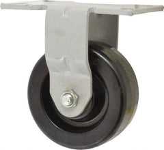 Fairbanks - 5" Diam x 2" Wide x 6-1/2" OAH Top Plate Mount Rigid Caster - Phenolic, 1,000 Lb Capacity, Roller Bearing, 4-1/2 x 6-1/4" Plate - Apex Tool & Supply
