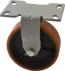 Fairbanks - 6" Diam x 2" Wide x 7-1/4" OAH Top Plate Mount Rigid Caster - Polyurethane, 1,000 Lb Capacity, Roller Bearing, 4-1/2 x 6-1/4" Plate - Apex Tool & Supply