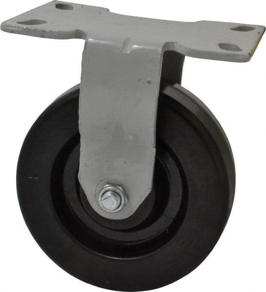 Fairbanks - 6" Diam x 2" Wide x 7-1/4" OAH Top Plate Mount Rigid Caster - Phenolic, 1,200 Lb Capacity, Roller Bearing, 4-1/2 x 6-1/4" Plate - Apex Tool & Supply