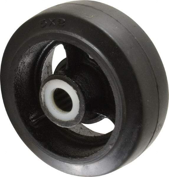 Fairbanks - 5 Inch Diameter x 2 Inch Wide, Rubber Caster Wheel - 700 Lb. Capacity, 2-3/16 Inch Hub Length, 3/4 Inch Axle Diameter, Roller Bearing - Apex Tool & Supply
