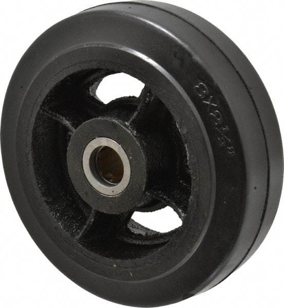Fairbanks - 8 Inch Diameter x 2-1/2 Inch Wide, Rubber Caster Wheel - 1,300 Lb. Capacity, 2-3/4 Inch Hub Length, 1 Inch Axle Diameter, Roller Bearing - Apex Tool & Supply
