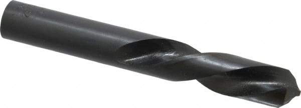 Interstate - 23/32" 118° Spiral Flute High Speed Steel Screw Machine Drill Bit - Bright Finish, Left Hand Cut, 3" Flute Length, 4-3/4" OAL, Standard Point, Straight Shank - Apex Tool & Supply