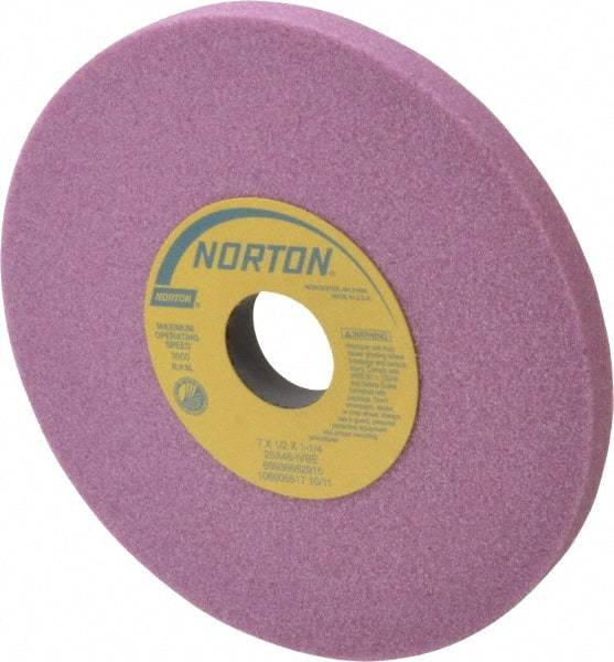 Norton - 7" Diam x 1-1/4" Hole x 1/2" Thick, I Hardness, 46 Grit Surface Grinding Wheel - Aluminum Oxide, Type 1, Coarse Grade, 3,600 Max RPM, Vitrified Bond, No Recess - Apex Tool & Supply