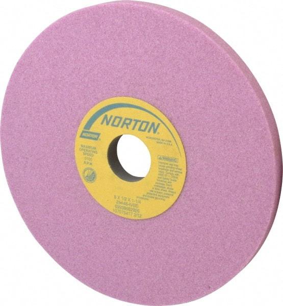 Norton - 8" Diam x 1-1/4" Hole x 1/2" Thick, I Hardness, 46 Grit Surface Grinding Wheel - Aluminum Oxide, Type 1, Coarse Grade, 3,105 Max RPM, Vitrified Bond, No Recess - Apex Tool & Supply