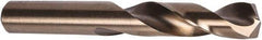 Precision Twist Drill - 0.316" 135° Spiral Flute Cobalt Screw Machine Drill Bit - Oxide/Gold Finish, Right Hand Cut, 1-11/16" Flute Length, 2-15/16" OAL, Split Point, Straight Shank - Apex Tool & Supply