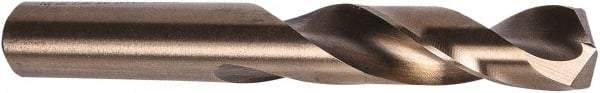 Precision Twist Drill - 0.358" 135° Spiral Flute Cobalt Screw Machine Drill Bit - Oxide/Gold Finish, Right Hand Cut, 1-3/4" Flute Length, 3-1/16" OAL, Split Point, Straight Shank - Apex Tool & Supply