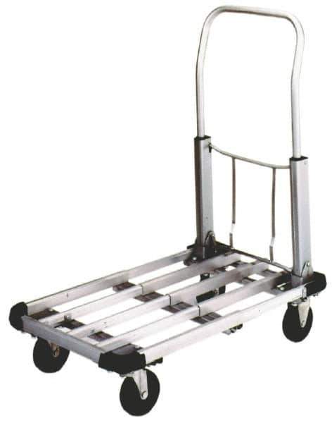 Value Collection - 350 Lb Capacity Aluminum Platform Truck - Aluminum Deck, 16" OAW, Hard Rubber Casters - Apex Tool & Supply