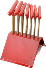 Made in USA - 7 Piece T-Handle Hex Key Set - Hex Range 7/64 to 1/4", 7" OAL, Chromalloy Steel - Apex Tool & Supply