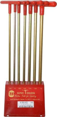 Made in USA - 7 Piece T-Handle Hex Key Set - Hex Range 7/64 to 1/4", 13" OAL, Chromalloy Steel - Apex Tool & Supply