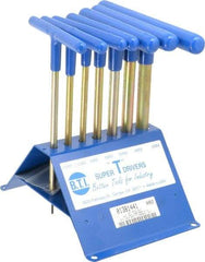Made in USA - 7 Piece T-Handle Hex Key Set - Hex Range 2 to 8mm, 7" OAL, Chromalloy Steel - Apex Tool & Supply