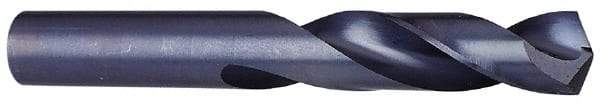 Interstate - 1-3/4" 118° Spiral Flute High Speed Steel Screw Machine Drill Bit - Oxide Finish, Right Hand Cut, 5-1/8" Flute Length, 8" OAL, Standard Point, Straight Shank - Apex Tool & Supply