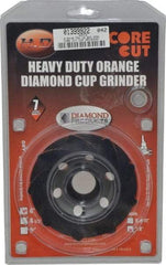 Core Cut - 4" Diam, 7/8" Hole Size, 3/16" Overall Thickness, Spiral Cup Tool & Cutter Grinding Wheel - Diamond, 15,000 RPM - Apex Tool & Supply