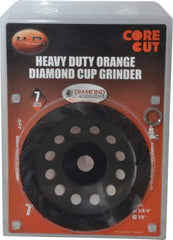 Core Cut - 7" Diam, 7/8" Hole Size, 3/16" Overall Thickness, Spiral Cup Tool & Cutter Grinding Wheel - Diamond, 8,725 RPM - Apex Tool & Supply