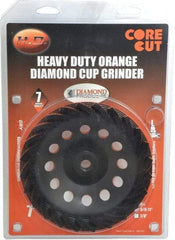 Core Cut - 7" Diam, 3/16" Overall Thickness, Spiral Cup Tool & Cutter Grinding Wheel - Diamond, 8,725 RPM - Apex Tool & Supply