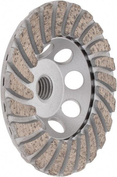 Core Cut - 4" Diam, 3/16" Overall Thickness, Spiral Cup Tool & Cutter Grinding Wheel - Fine Grade, Diamond, 15,000 RPM - Apex Tool & Supply
