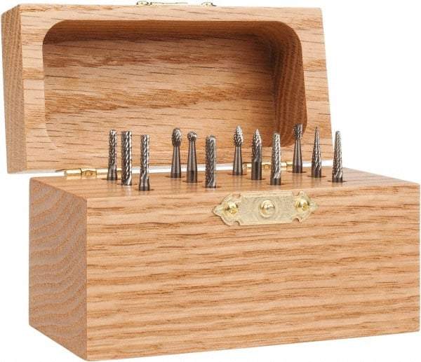 SGS Pro - 12 Piece, 1/8" Shank Burr Set - Tungsten Carbide - Apex Tool & Supply