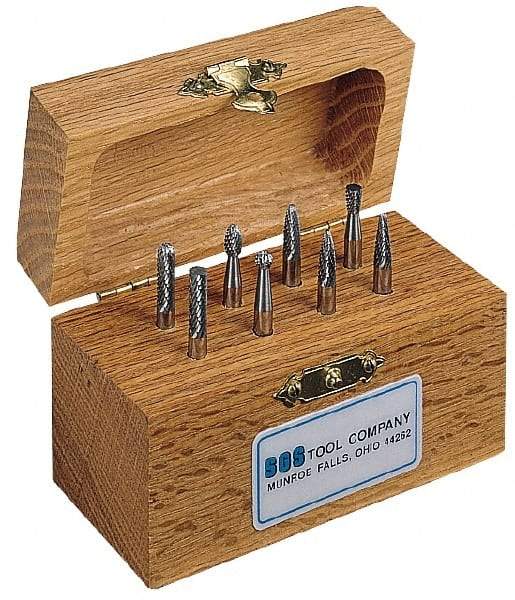 SGS Pro - 8 Piece, 3/16" Shank Burr Set - Tungsten Carbide - Apex Tool & Supply